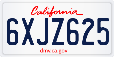 CA license plate 6XJZ625