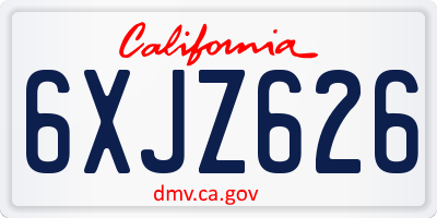 CA license plate 6XJZ626