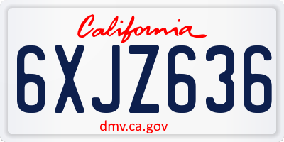 CA license plate 6XJZ636