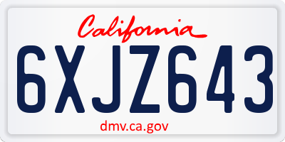 CA license plate 6XJZ643