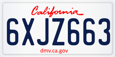 CA license plate 6XJZ663