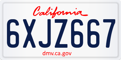 CA license plate 6XJZ667