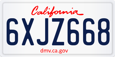 CA license plate 6XJZ668