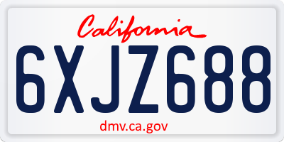 CA license plate 6XJZ688