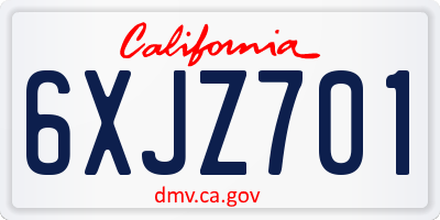 CA license plate 6XJZ701