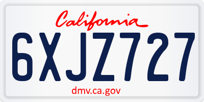CA license plate 6XJZ727