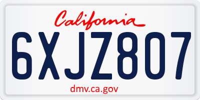CA license plate 6XJZ807