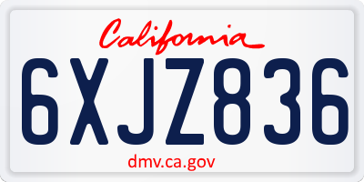 CA license plate 6XJZ836
