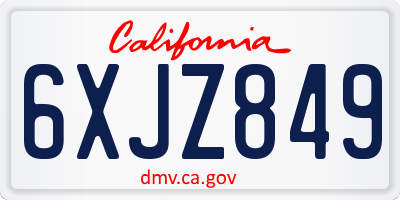 CA license plate 6XJZ849