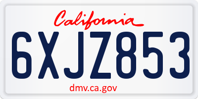 CA license plate 6XJZ853