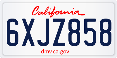 CA license plate 6XJZ858
