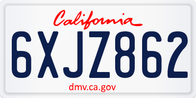 CA license plate 6XJZ862