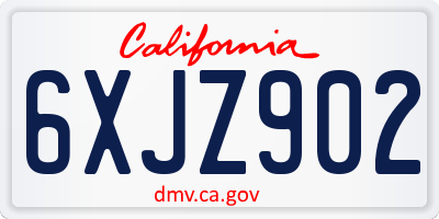 CA license plate 6XJZ902