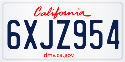 CA license plate 6XJZ954