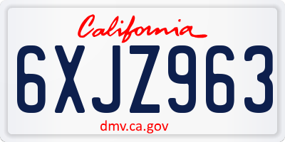 CA license plate 6XJZ963