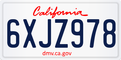 CA license plate 6XJZ978