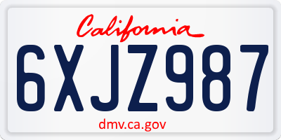 CA license plate 6XJZ987