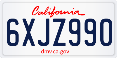 CA license plate 6XJZ990