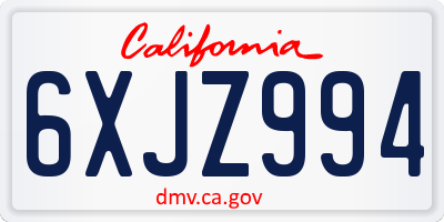 CA license plate 6XJZ994