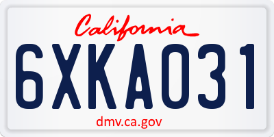 CA license plate 6XKA031