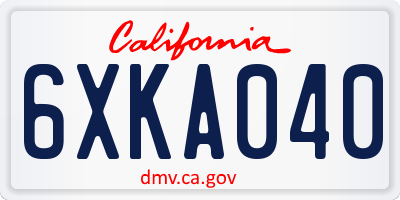 CA license plate 6XKA040