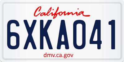 CA license plate 6XKA041