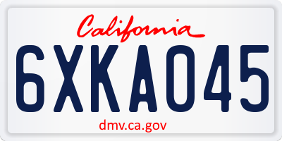 CA license plate 6XKA045