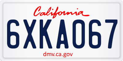 CA license plate 6XKA067