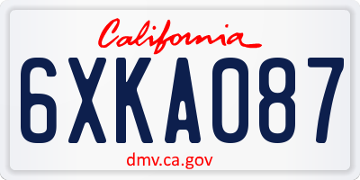 CA license plate 6XKA087