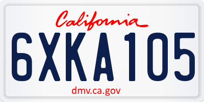 CA license plate 6XKA105
