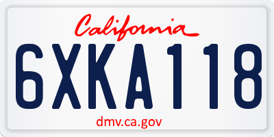 CA license plate 6XKA118