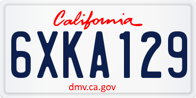 CA license plate 6XKA129
