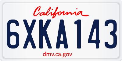 CA license plate 6XKA143
