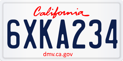 CA license plate 6XKA234