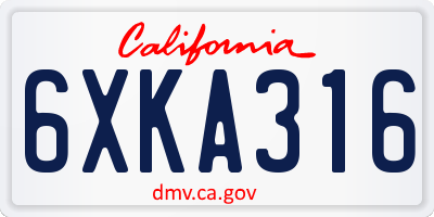 CA license plate 6XKA316