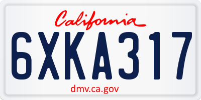 CA license plate 6XKA317