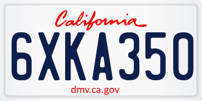CA license plate 6XKA350
