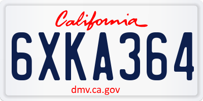 CA license plate 6XKA364