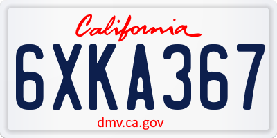 CA license plate 6XKA367