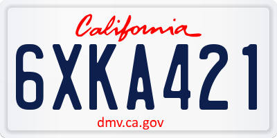 CA license plate 6XKA421