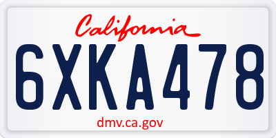 CA license plate 6XKA478