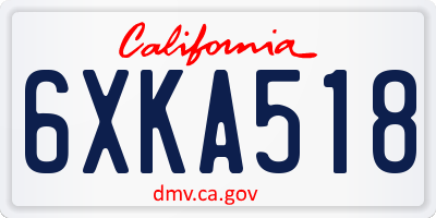 CA license plate 6XKA518