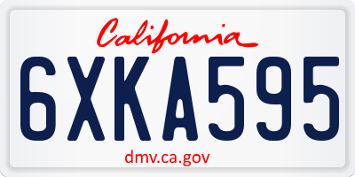 CA license plate 6XKA595