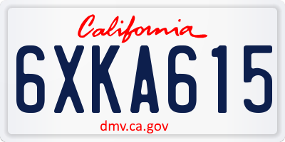 CA license plate 6XKA615
