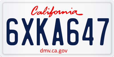 CA license plate 6XKA647