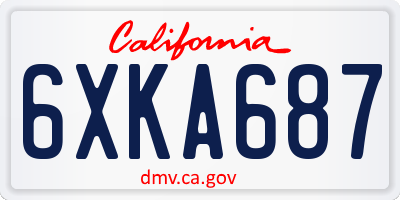 CA license plate 6XKA687