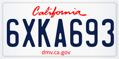 CA license plate 6XKA693