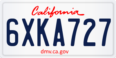 CA license plate 6XKA727