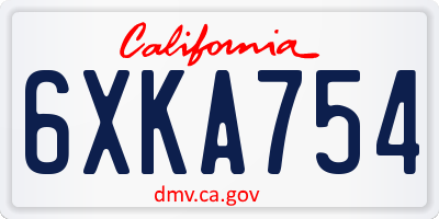 CA license plate 6XKA754