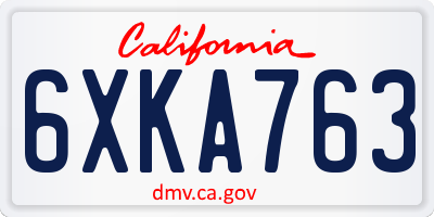 CA license plate 6XKA763